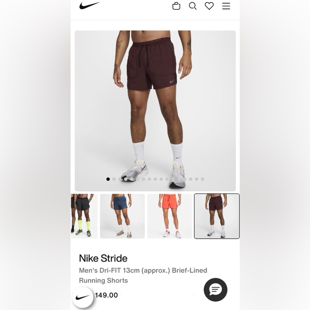 Nike men's Running Shorts in Burgundy